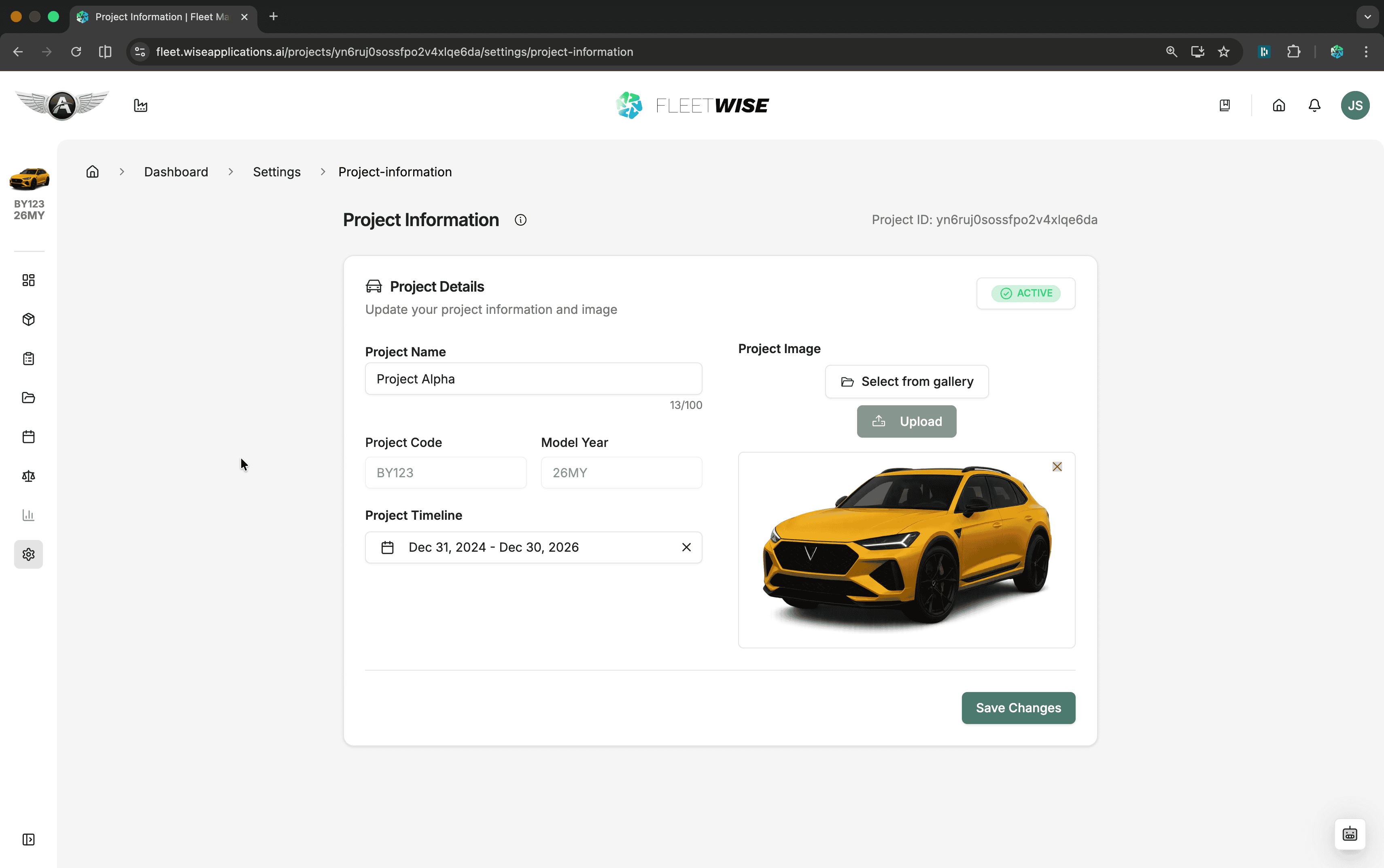 Project information settings