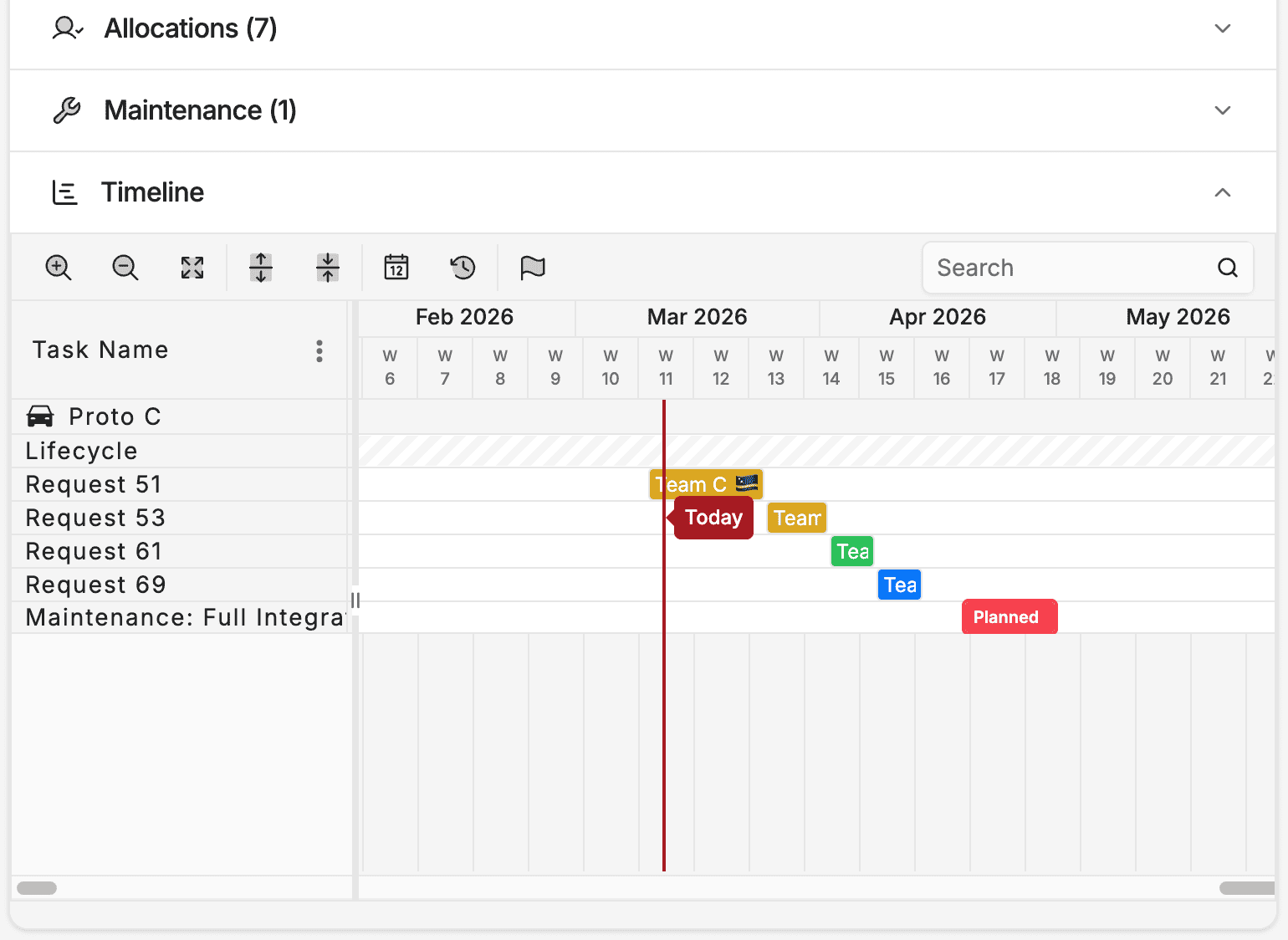 Allocation history section showing past and current allocations